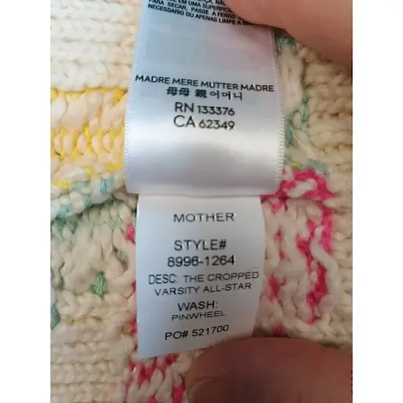 MOTHER Varsity Cropped Sweater Vest Designer Knit S Small - Picture 10 of 10
